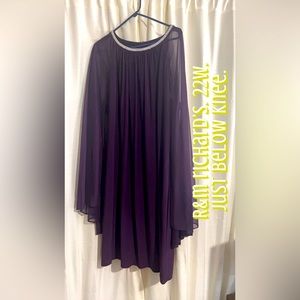 R&M Richards evening dress. Purple with silver neck accent. Attached cape.